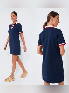 Tuckernuck Hutton Polo Dress Dark Navy Blue Short Sleeve Sporty XL